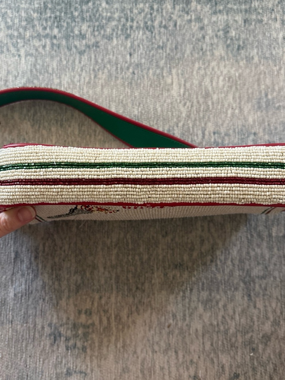Staud Tommy Beaded Tomato Motif Shoulder Bag - Cream & Red Authentic - Picture 4 of 7